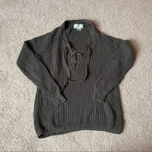 Olive Green Ruby Moon Tie Up Sweater
